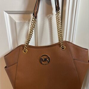 Michael Kors Tan Shoulder Bag with Gold Chain